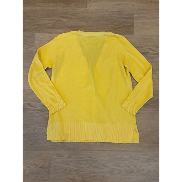 Talbots Canary bright yellow v neck cardigan cotton & rayon blend size M - Picture 3 of 3